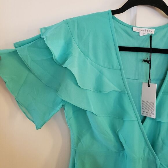 Loveriche Deep V-Neck Wrap Style Mini Dress - Picture 6 of 7